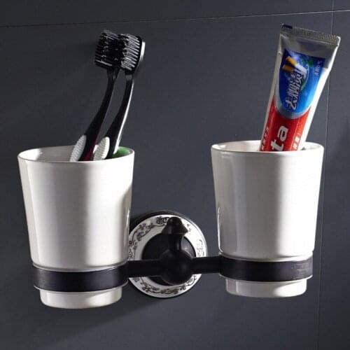 Wall-mounted Mouthwash Cup Holder Double Toothbrush Toothbrush Holder Cup Bathroom Accessories Bathroom Hardware Set