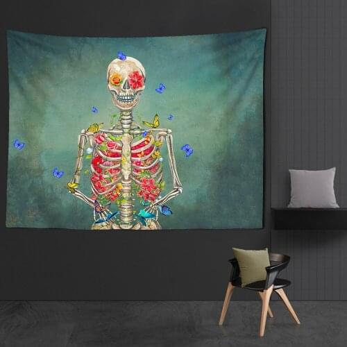 Skeleton Tapestry Wall Hanging Room Witchcraft Throw Rug Carpet Art Psychedelic Home Decoration Accessories Tarot Tapestry