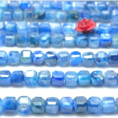 Natural Blue Kyanite Faceted Cube Loose Beads Wholesale Gemstones Semi Precious Stones for Jewelry Making Diy Bracelet Necklace