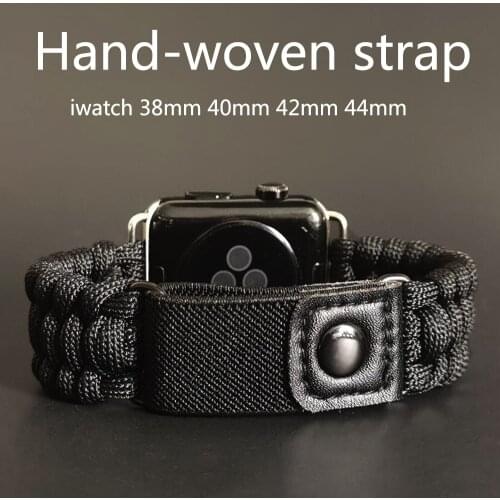Nylon Braided Strap for Apple Watch Band 42mm 44mm 40mm 38mm Bracelet for Apple Watch Series 5 6 4 3 SE Umbrella Rope Woven Belt