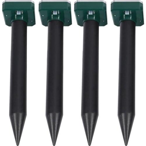 Mole Repellent, 4 Pack Ultrasonic Animal Repellent Solar Powered Gopher and Vole Chaser Humane Rodent Repellent