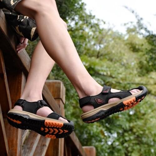 Summer Sandals&slippers Mens Shoes Slippers Outdoor Black Rubber Man Beach Flip Flops Genuine Leather