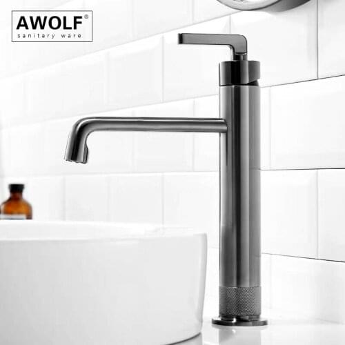 Solid Brass High Design Black Bathroom Basin Sink Faucet Deck Mounted Brushed Gold Industrial Style Hot & Cold Mixer Tap ML8109