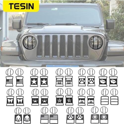 TESIN Lamp Hoods For Wrangler JL Car Front Head Light Tail Light Cover Guards Decoration Accessories for Jeep Wrangler JL 2018