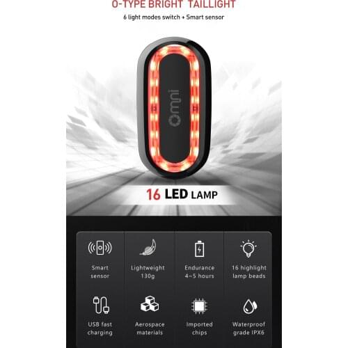 Smart Bicycle Tail Rear Light Auto Start Stop Brake IPX6 Waterproof USB Charge Cycling Tail Taillight Bike LED Lightsaccessories