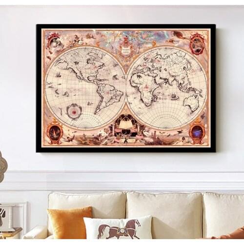 Vintage Castle Magic School Canvas Painting Wall Art College Map Picture For Living Room Canvas Poster And Prints Home Decor