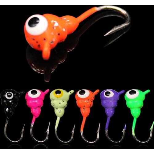 WALK FISH 6Pcs/Lot 18mm 1.5g Winter Ice Jig Metal Hard Bait Mini Lead Head Hook Sinking Ice Fishing Lure Tackle Artificial Bait