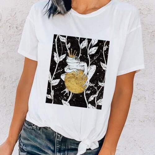 Female T shirts Fashion Cartoon Cute Frog Graphic Tee Tshirt femme 90s White Ladies T-shirt Harajuku Casual Women tshirt 2021