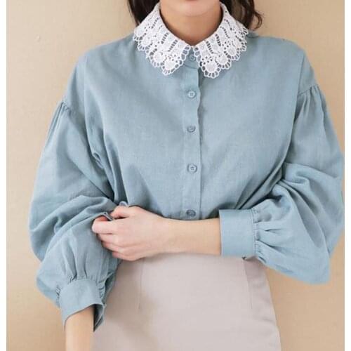 Lady Detachable Chiffon Dickey Collar Blouse Half Shirt False Collar (White)