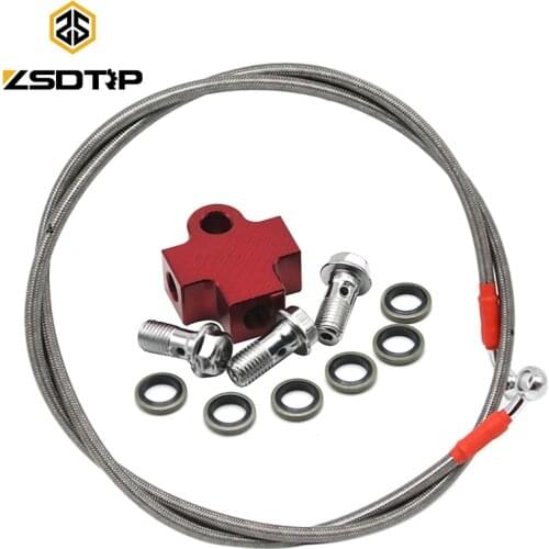 ZSDTRP M10*1.25mm Motorcycle Hydraulic Brake Hose Pipe 3way Connector 80/100/120/140cm Dirt Bike Brake line Clutch Oil Hose Tube