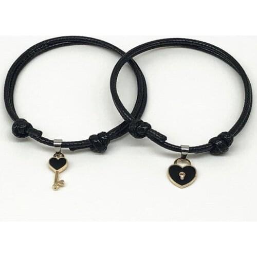 1 Pair Lovers Bracelet Simple Key Heart Lock Bracelet Romantic Eternal Love Jewelry Party Accessories Anniversary Gift