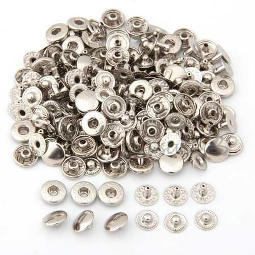 200 set 15mm 831 SILVER PRESS STUDS - S-SPRING POPPER PRESS SNAP FASTENERS