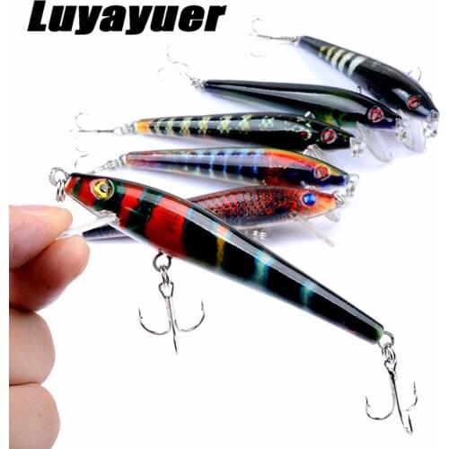 6Pcs 9cm/8.3g Mix Fishing Lure 3D Eyes Floating Minnow Aritificial Laser Wobblers Crankbait Hard Plastic Fishing tackle 6# Hook