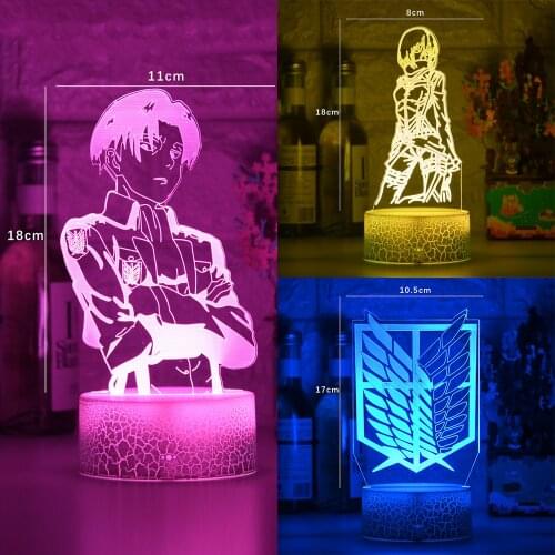Acrylic Table Lamp Anime Attack on Titan for Home Room Decor Light Cool Kid Child Gift Captain Levi Ackerman Figure Night Lights