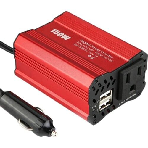 Car Power Inverter DC 12V To 110V AC Outlet Converter With Dual USB 150W US Plug