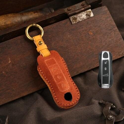 Car Luxury Suede Leather Key Case Holder For Porsche Macan 911 Panamera Cayenne Macan Boxster 986 987 981 Accessories