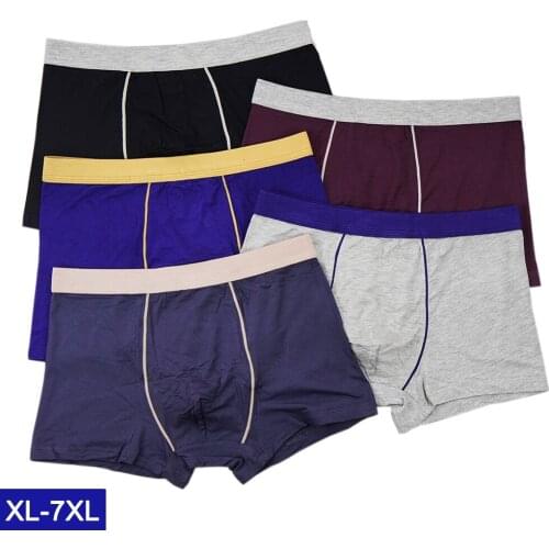 5Pcs/Lot Brand Boxers Homme Shorts High Quality Cotton Comfortable Men Underwear Male Bodysuit Underpant Plus Size 5XL 6XL 7XL