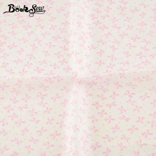 Booksew Pink Bow Design Cotton Fabric Sewing Cloth Tissue DIY Dolls Telas White Quilting Plain Patchwork Textile Scrapbooking