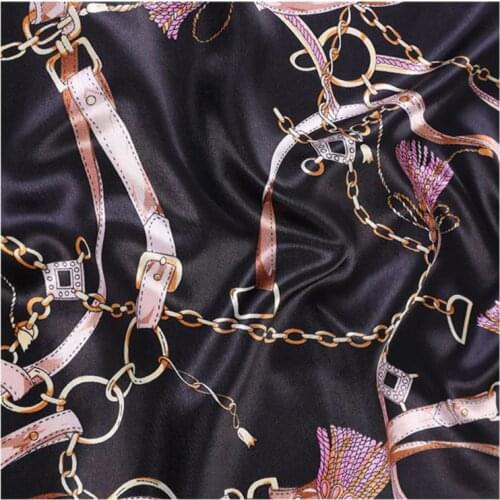 Chain print satin cloth polyester charmeuse vintage chiffon dress skirt scarf fabric for patchwork upholstery 150x100cm