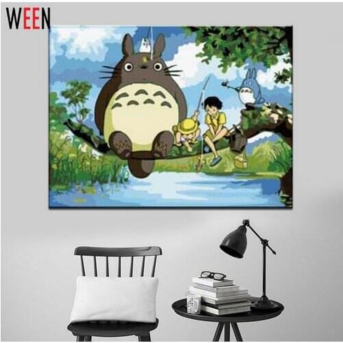 No Frame DIY Digital Oil Painting Decorative Wall Art Canvas Cartoon Totoro Unique Gift For Child Coloring By Numbers Home deco