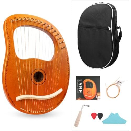 Wooden 16 String Lyre Harp with Tuning Wrench Carry Bag Spare Strings Picks Music instrument for Gift Children Beginner Kids