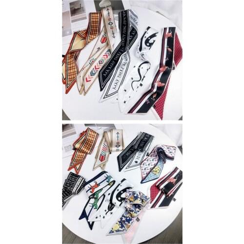 DHL 100pcs New Element Print Women Silk Bags Handle Scarf Small Ribbon Headband