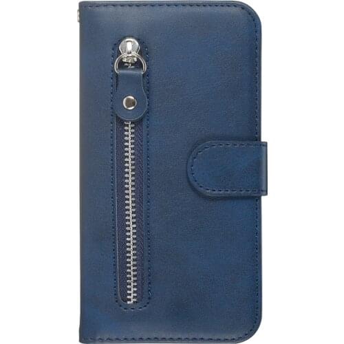 For Xiaomi Redmi Note 7 8 Pro KickStand Solid color Zipper purse Flip Leather Case For Redmi K20 Pro Card slot Business Case