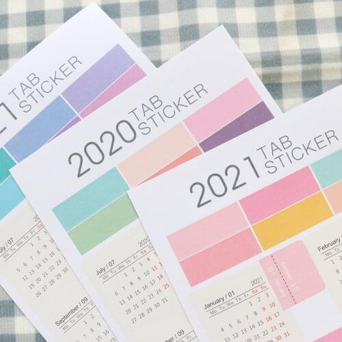 Domikee New cute color 2020-2021 calendar year monthly time label mug sticker for diary planner notebook accessories stationery