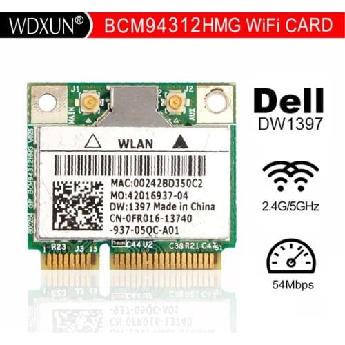 DW1397 for Broadcom BCM94312 Wireless half Mini PCI-E card for Dell Studio XPS 1450 1457 1458 1558 1745 1440 1555 1557