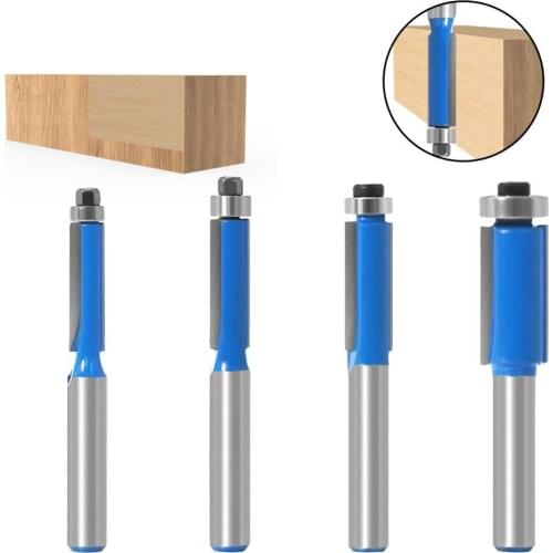 1PC 8MM Shank Milling Cutter Wood Carving 1" Flush Trim Router Bit with Bearing for Wood Template Pattern Bit Tungsten Carbide