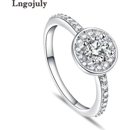 Hot Sale 100% 925 Sterling Silver Ring Filling Zirconia Rhinestone Round Ring Anniversary Gift For Women Jewelry Accessories