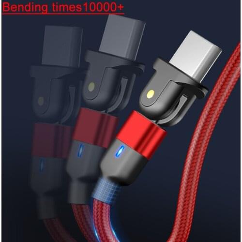 Wholesale freeshipping 180° Rotate Magnetic quick charger data cable with quick charge for all typec iphone android mobile
