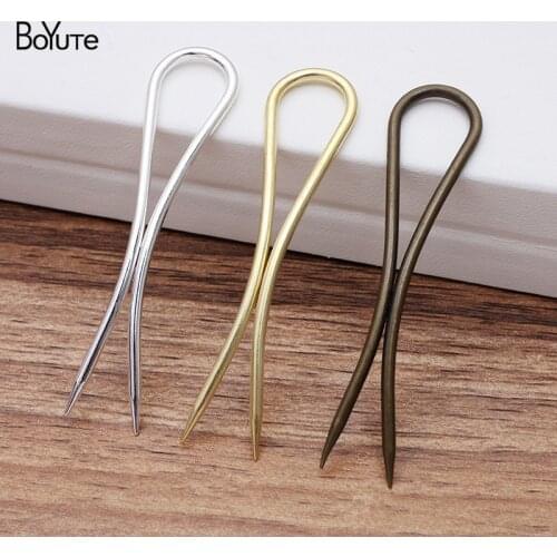 BoYuTe (10 Pieces/Lot) 64*3MM Metal Brass Arch Hairpin Hair Fork Materials Handmade Diy Jewelry Accessories