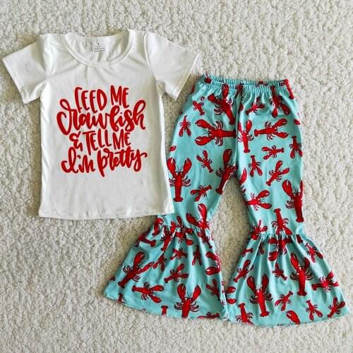 Fashion Kids Designer Clothes Girls Bell Bottom Outfits Crawfish Boutique Kids Clothing Wholesale Toddler Baby Girls Clothing