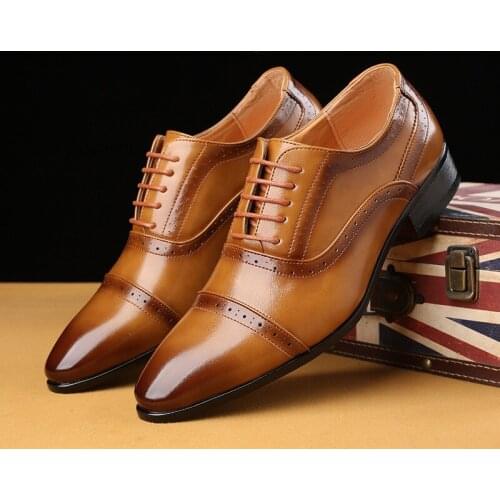 New Mens Formal Shoes British Style Patty Wedding Shoes Flat Leather Oxford Casual Leather Shoes Fashion Loafers for Men