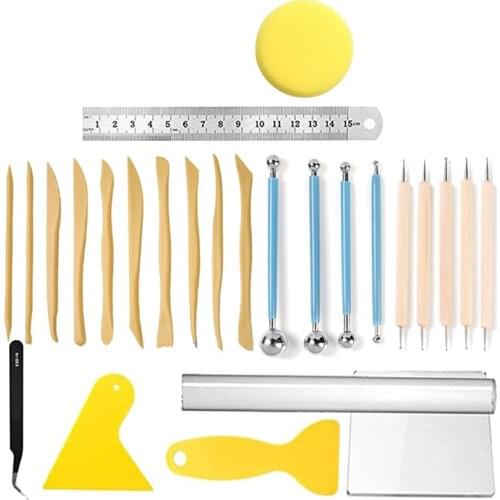 26 Pcs Polymer Clay Sculpting Tools Set,Dual-Ended Pottery Tool,Ruler,Scraper For Embossing Art,Nail Art Painting