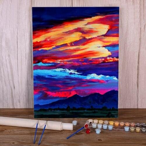 Landscape Clouds Coloring By Numbers Painting Complete Kit Oil Paints 50*70 Paiting By Numbers Handmade For Handicraft