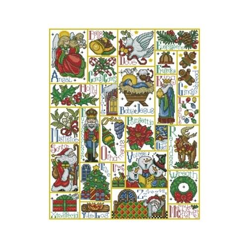 FF MM Counted Cross Stitch Kit DW 5458 Christmas alphabet ABC Handmade Needlework For Embroidery 14ct Cross Stitch