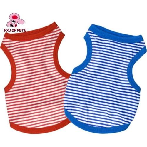 2017 New Fashion Slim Stripe Pattern Cotton Vest for Dogs Blue Red Dog Clothes Dog Vest for Pets Dogs