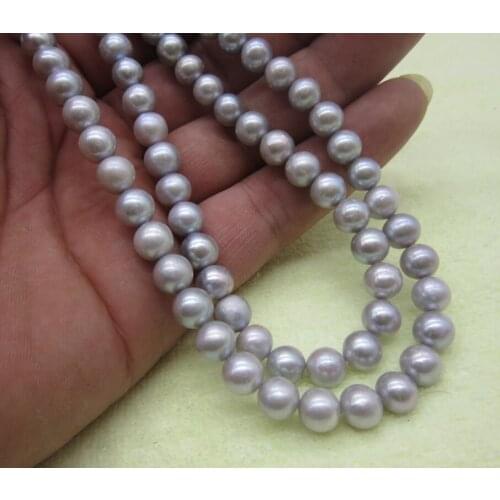 CHARMING 35" 10-11MM SOUTH SEA GREY NATURAL PEARL NECKLACE new GOLD CLASP