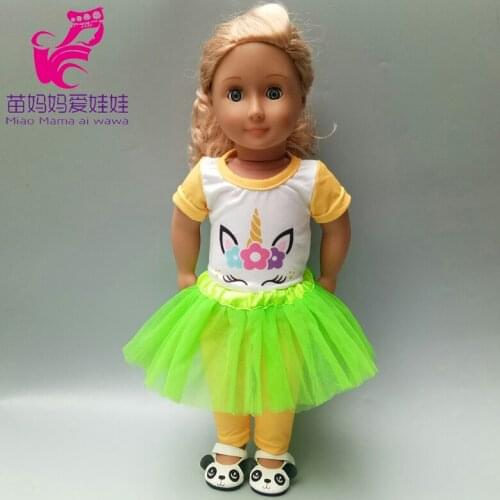 43cm baby Doll clothes pants shirt green skirt 18 inch 45cmog girl dolls clothes trousers set toys outfit baby girl gift