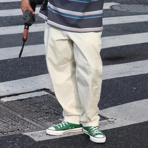 Autumn Cotton Casual Pants Mens Fashion Retro Wide-leg Pants Men Streetwear Loose Hip-hop Straight Pants Mens Trousers M-2XL