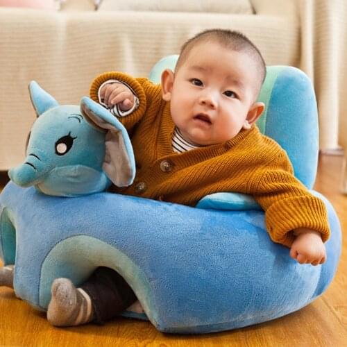 Cute Cartoon Baby Sofa Cover Plush Chair Kids Baby Learning to Sit Seat Feeding Chair Case Washable Toddler Nest Without Filler