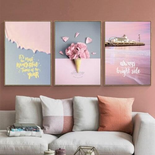 Modern minimalist living room decoration painting mural Nordic pink beautiful scenery hotel club apartment wall painting wall
