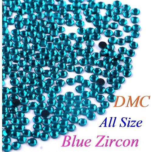 DMC Blue Zircon SS6 SS10 SS16 SS20 Glass Crystals Hotfix Rhinestone Iron-on Rhinestones Shiny DIY With Glue