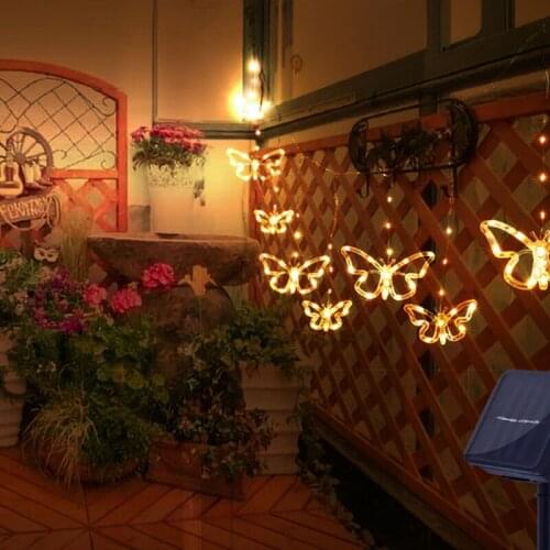 LED Solar Lights Butterfly Curtain Light String Outdoor Courtyard Layout Solar String Light Room Decoration Lamps Lighting