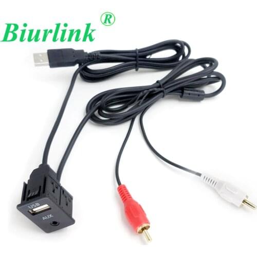 Biurlink 1 Meter Universal Male USB 2RCA to AUX USB Interface AUX Audio Input Cable Adapter for Pioneer for Hyundai for Nissan