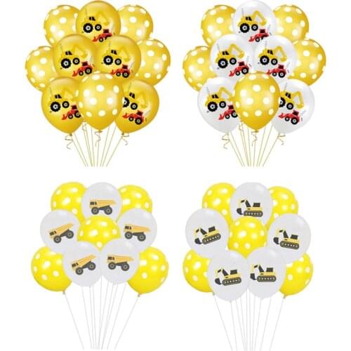 1Set Construction Tractor Air Inflatable Balloons Excavator Balls Truck Vehicle Baby Shower Kids Boys Birthday Party Supplies
