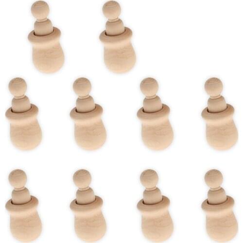 Wood Color 10Pcs Acorn Set Shape Wooden Peg Dolls Paint Stain Home Decoration DIY Decor Environmental Protection Crafts