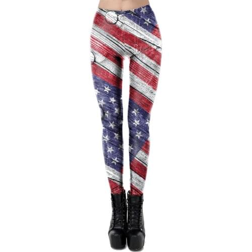 2021 Independence Day National Flag Printed Women Leggings Fitness Pants Sexy Slim Workout Leggins Female High Waist Bottoms